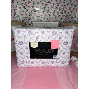 Rachel Zoe Purple Lilac Bow & Floral Sheets - Twin